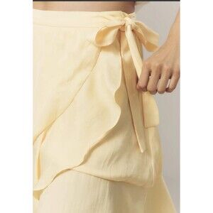 Anthropologie Maeve Yellow Ruffle Wrap Mini Skirt Tie Waist Sz  XXS NWT Short
